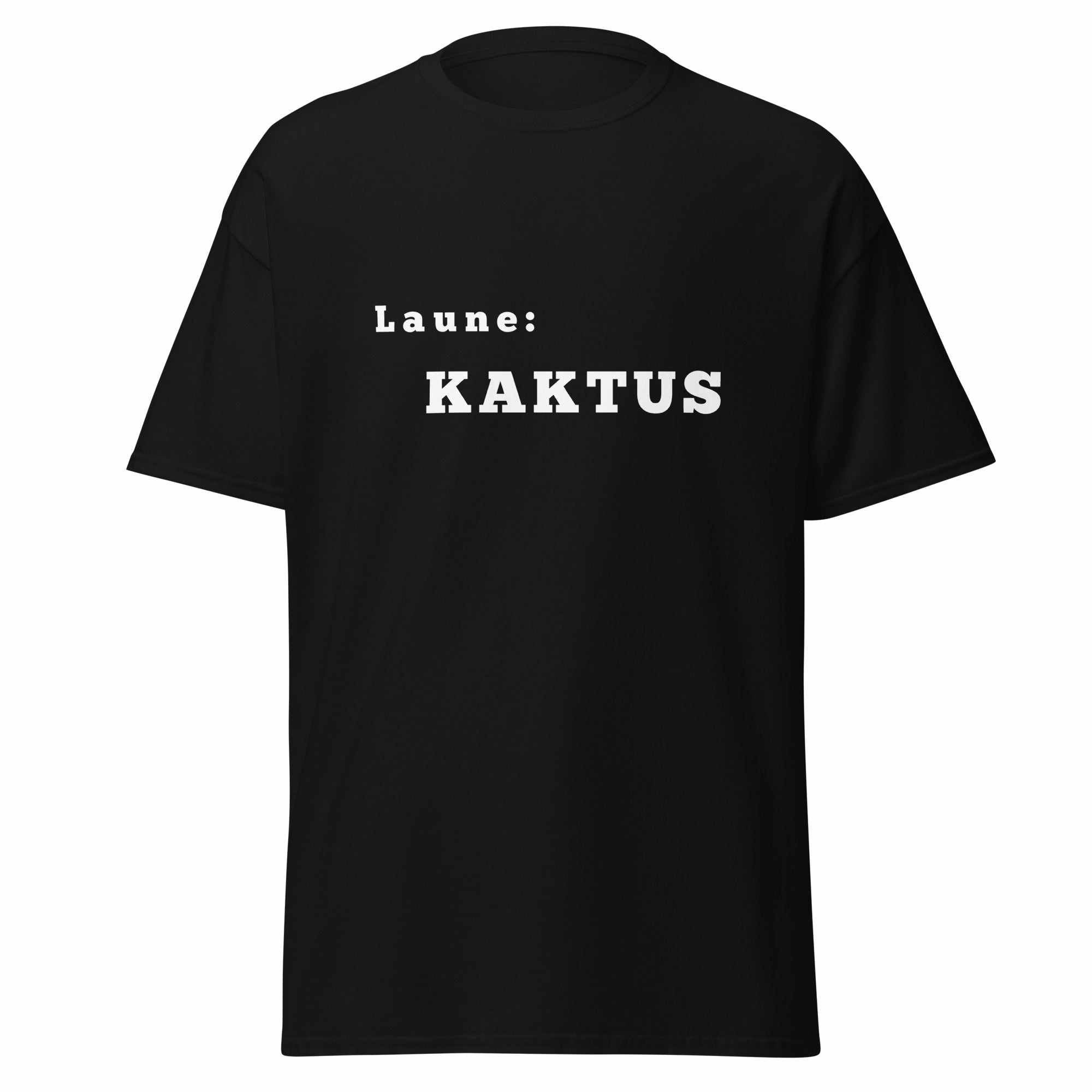 "Laune: Kaktus" kurzes Zitat Klassisches Unisex T-ShirtDas klassische Unisex-T-Shirt aus 100 % Baumwolle sorgt für eine gerade Linie. Es sitzt schön, behält klare Linien an den Kanten und passt perfekt zu mehrschichtigenKaktus" kurzes Zitat Klassisches Unisex