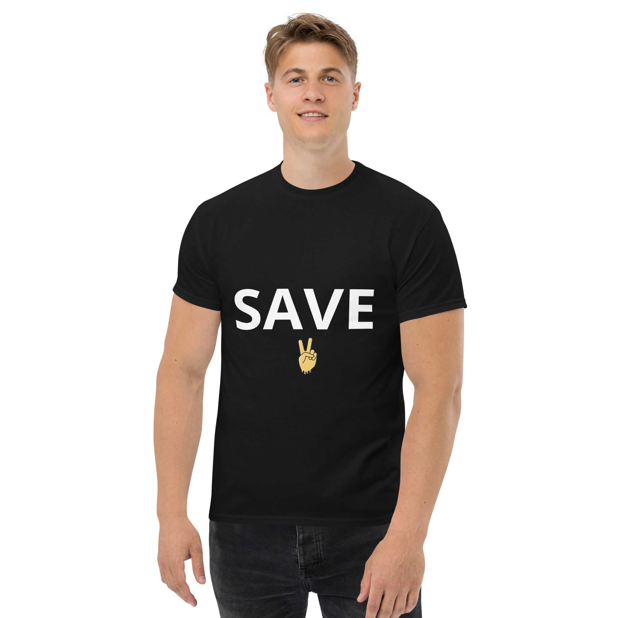 "Save" Klassisches Unisex T-ShirtDas klassische Unisex-T-Shirt aus 100 % Baumwolle sorgt für eine gerade Linie. Es sitzt schön, behält klare Linien an den Kanten und passt perfekt zu mehrschichtigen"Save" Klassisches Unisex