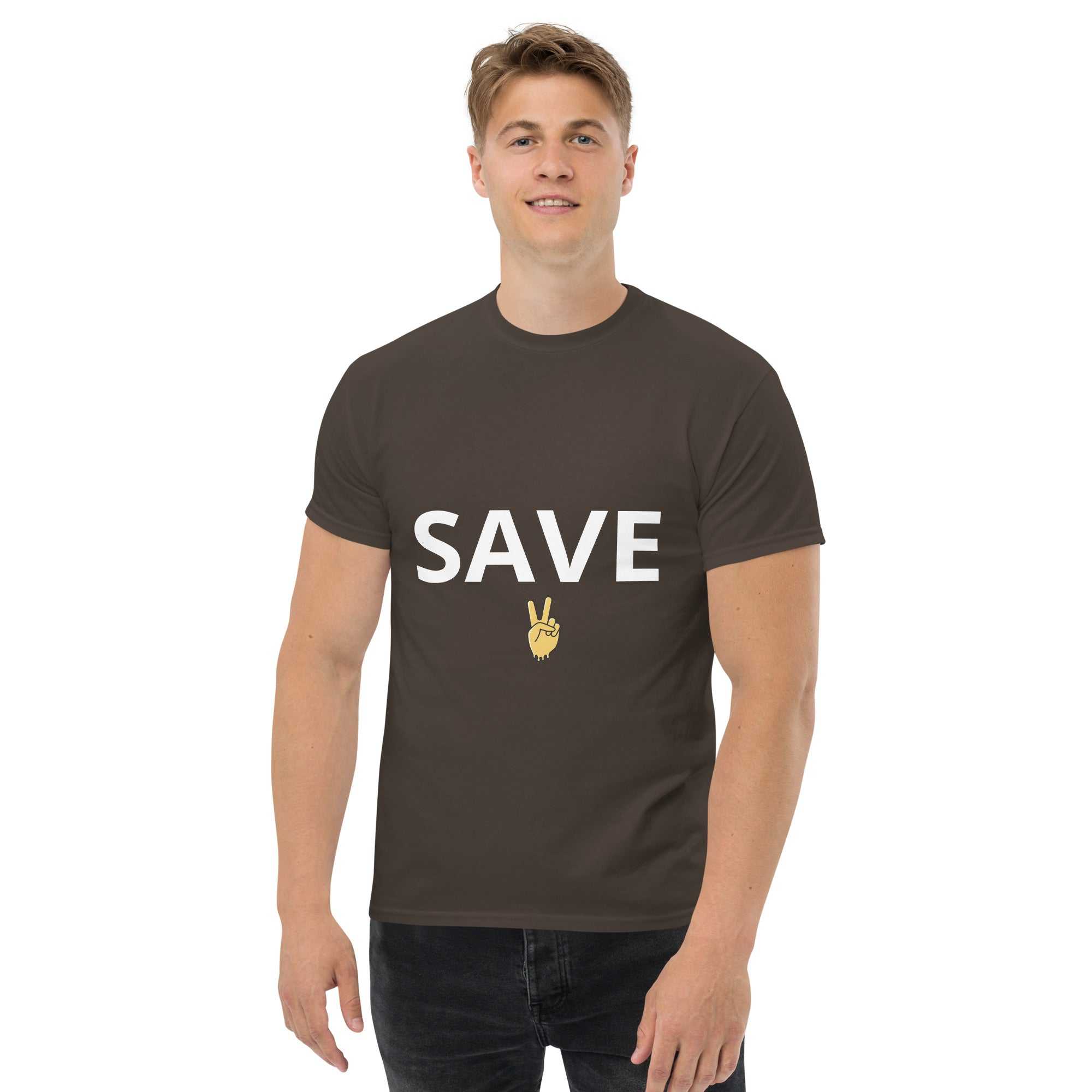 "Save" Klassisches Unisex T-ShirtDas klassische Unisex-T-Shirt aus 100 % Baumwolle sorgt für eine gerade Linie. Es sitzt schön, behält klare Linien an den Kanten und passt perfekt zu mehrschichtigen"Save" Klassisches Unisex