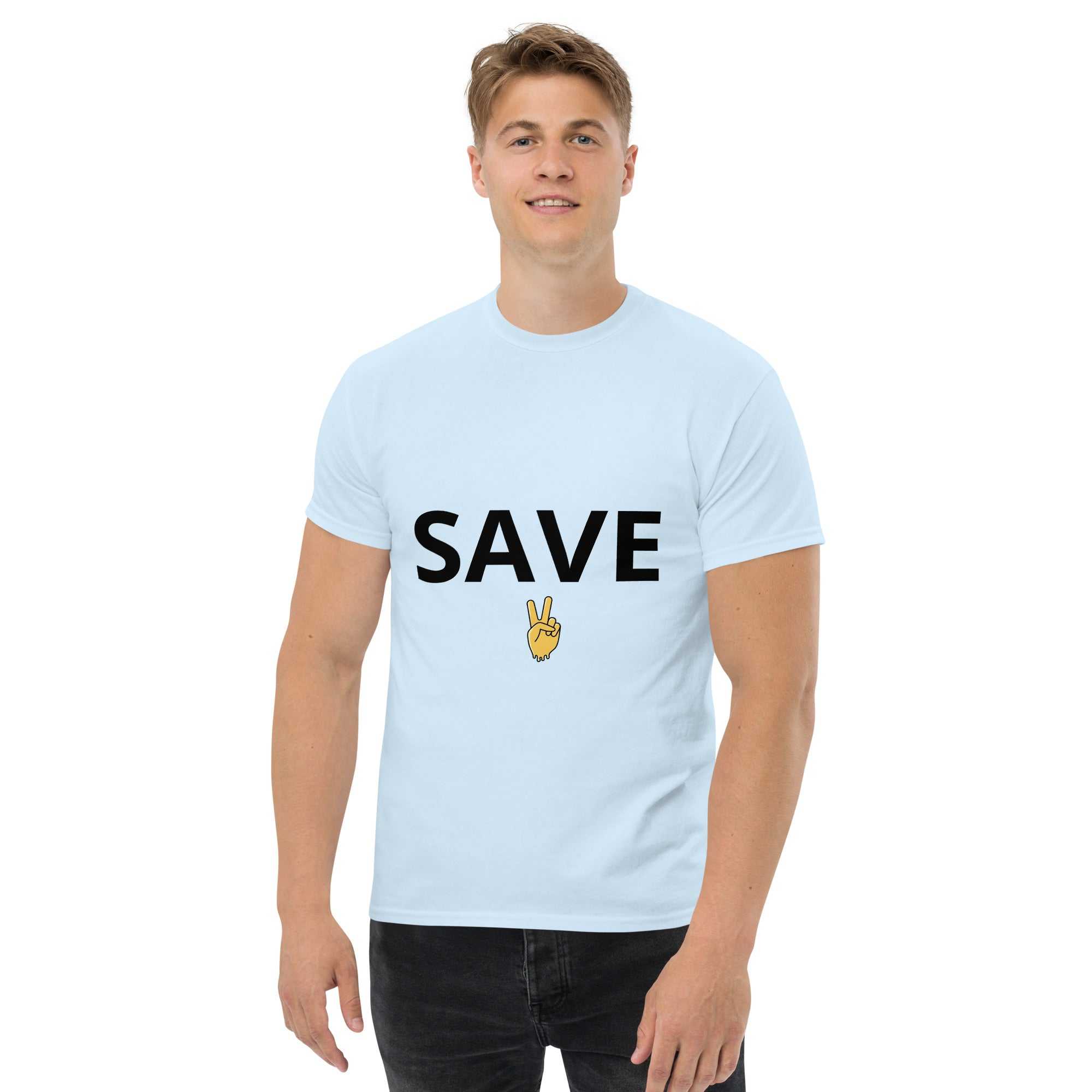 "Save" Klassisches Unisex T-ShirtDas klassische Unisex-T-Shirt aus 100 % Baumwolle sorgt für eine gerade Linie. Es sitzt schön, behält klare Linien an den Kanten und passt perfekt zu mehrschichtigen"Save" Klassisches Unisex