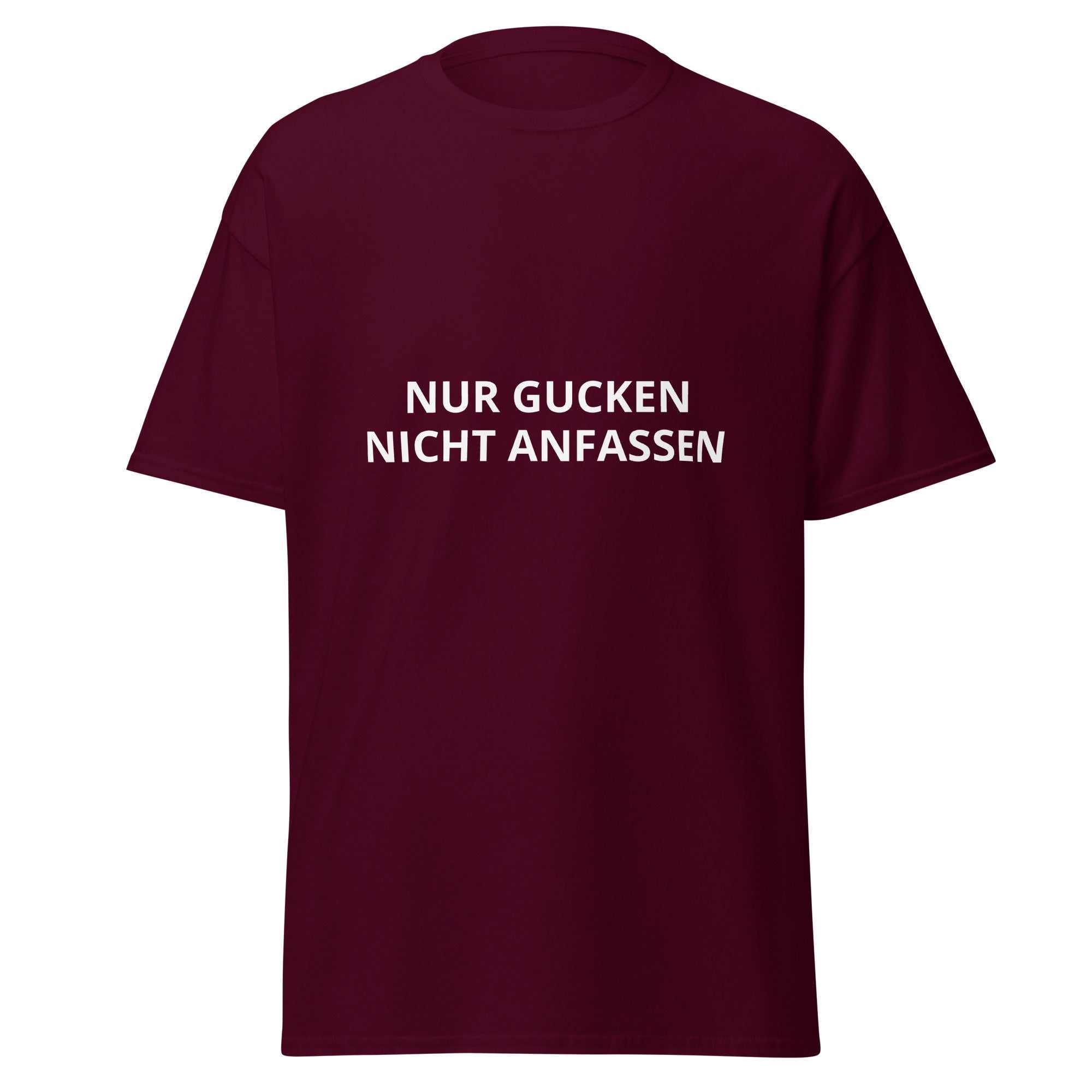 "Nur Gucken Nicht Anfassen"Klassisches Unisex T-ShirtDas klassische Unisex-T-Shirt aus 100 % Baumwolle sorgt für eine gerade Linie. Es sitzt schön, behält klare Linien an den Kanten und passt perfekt zu mehrschichtigen"Nur Gucken Nicht Anfassen"Klassisches Unisex