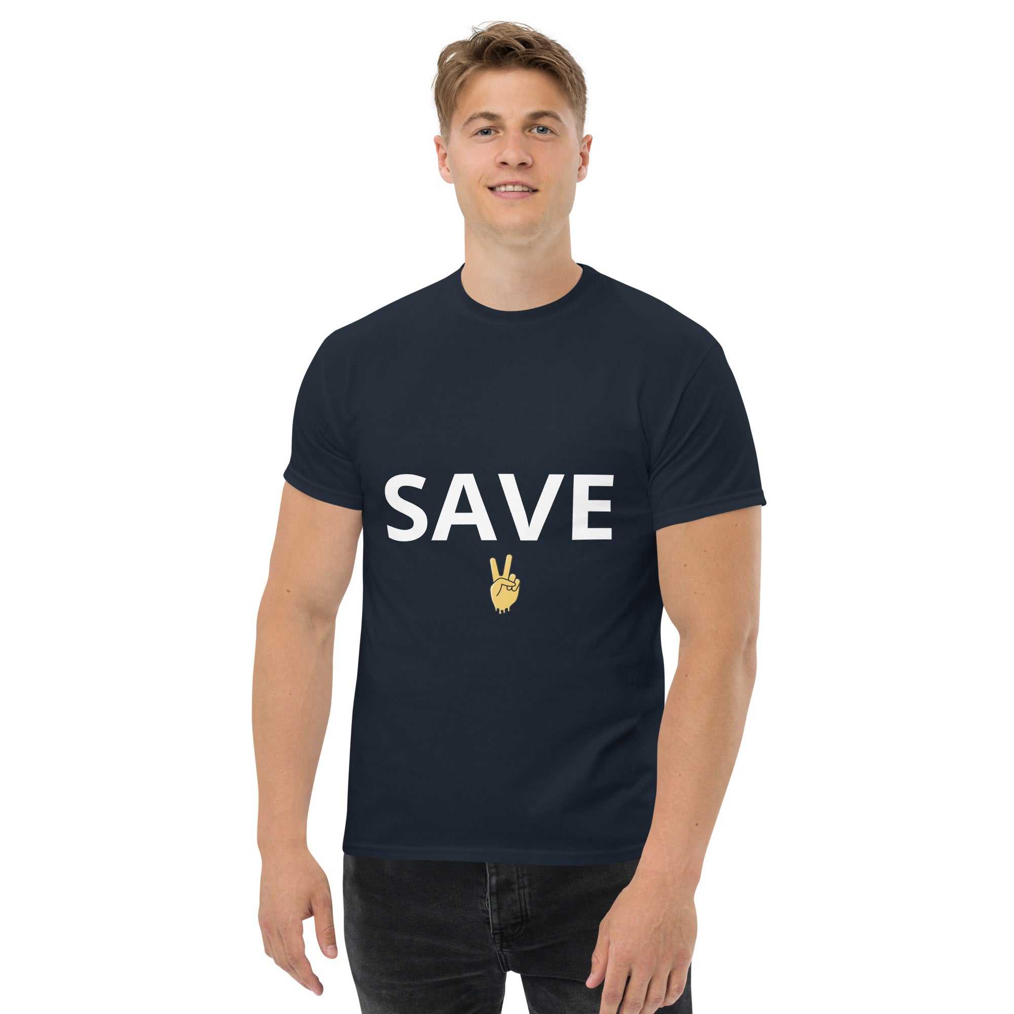 "Save" Klassisches Unisex T-ShirtDas klassische Unisex-T-Shirt aus 100 % Baumwolle sorgt für eine gerade Linie. Es sitzt schön, behält klare Linien an den Kanten und passt perfekt zu mehrschichtigen"Save" Klassisches Unisex