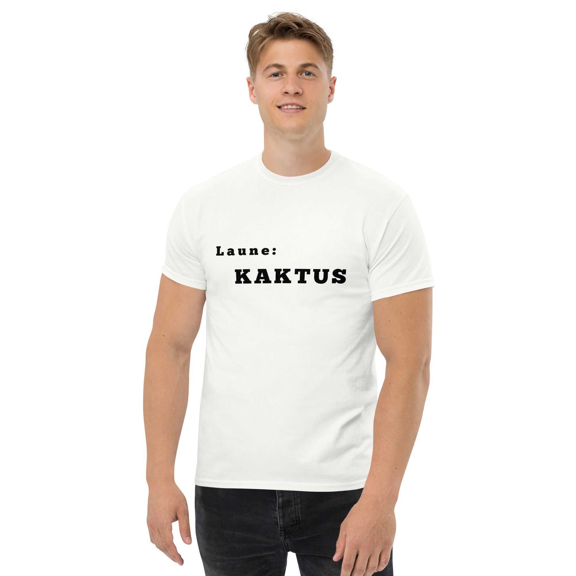 "Laune: Kaktus" kurzes Zitat Klassisches Unisex T-ShirtDas klassische Unisex-T-Shirt aus 100 % Baumwolle sorgt für eine gerade Linie. Es sitzt schön, behält klare Linien an den Kanten und passt perfekt zu mehrschichtigenKaktus" kurzes Zitat Klassisches Unisex