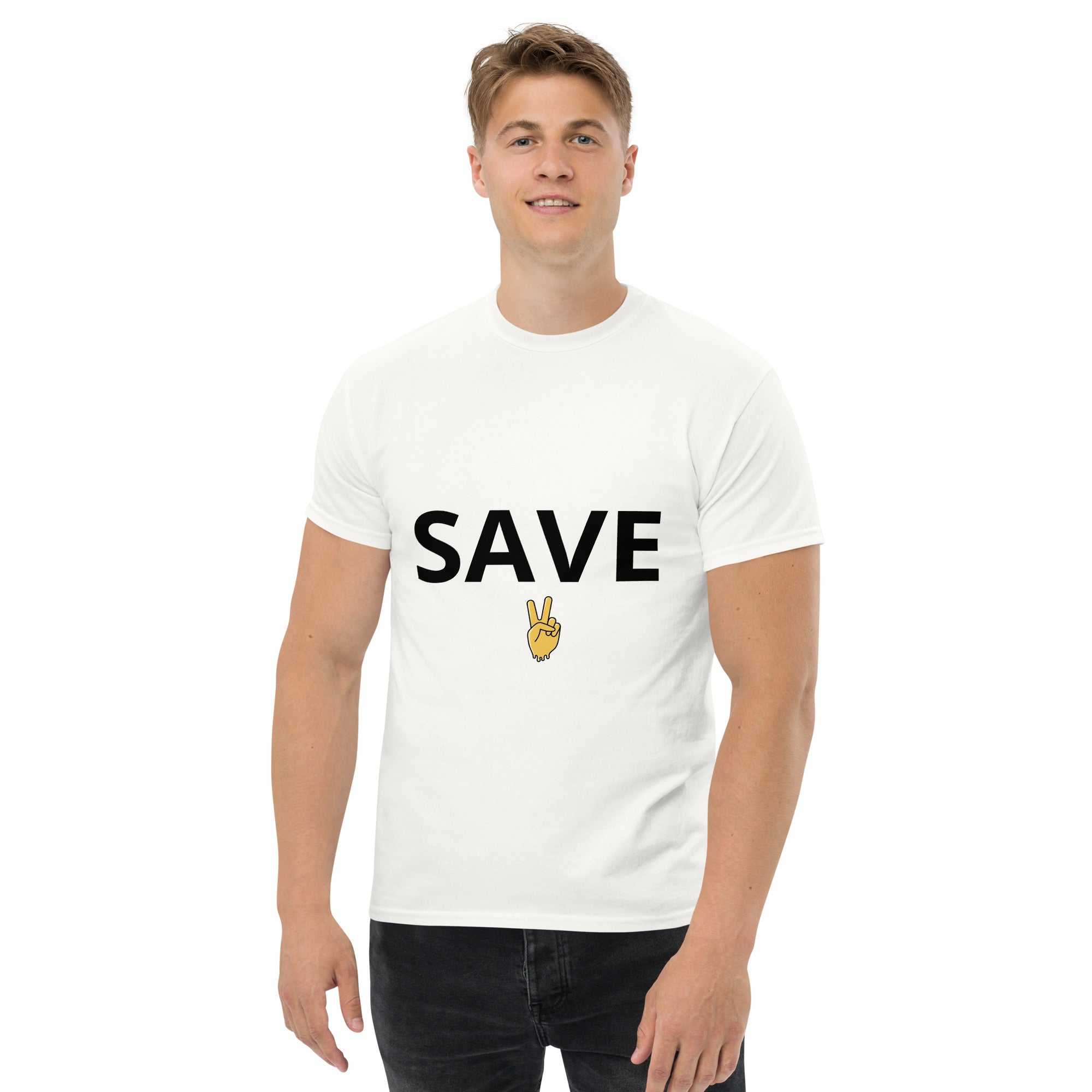 "Save" Klassisches Unisex T-ShirtDas klassische Unisex-T-Shirt aus 100 % Baumwolle sorgt für eine gerade Linie. Es sitzt schön, behält klare Linien an den Kanten und passt perfekt zu mehrschichtigen"Save" Klassisches Unisex