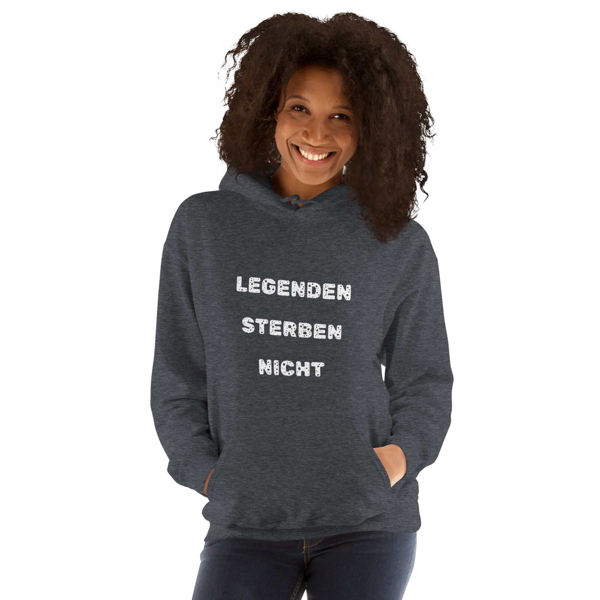 "Legenden Sterben Nicht" kurzes Zitat Unisex KapuzenpulloverJeder braucht einen gemütlichen Hoodie, in den man sich einkuscheln kann, also entscheide dich für einen, der weich, glatt und stylisch ist. Er ist die perfekte Wahl"Legenden Sterben Nicht" kurzes Zitat Unisex Kapuzenpullover