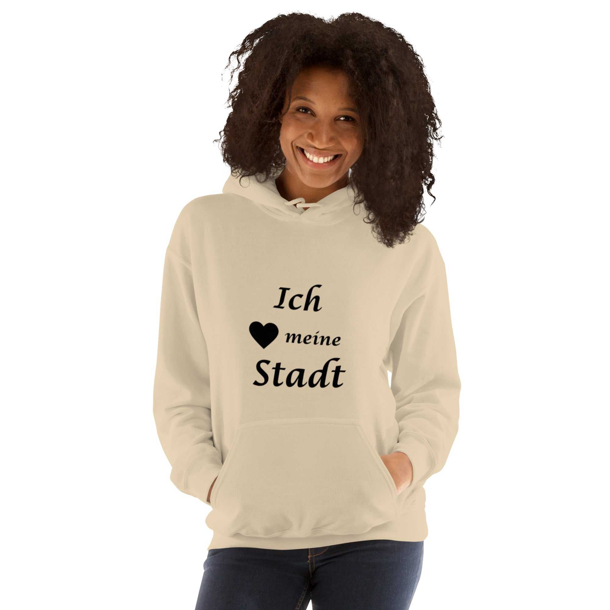 "Ich liebe meine Stadt" kurzes Zitat Unisex KapuzenpulloverJeder braucht einen gemütlichen Hoodie, in den man sich einkuscheln kann, also entscheide dich für einen, der weich, glatt und stylisch ist. Er ist die perfekte Wahl"Ich liebe meine Stadt" kurzes Zitat Unisex Kapuzenpullover