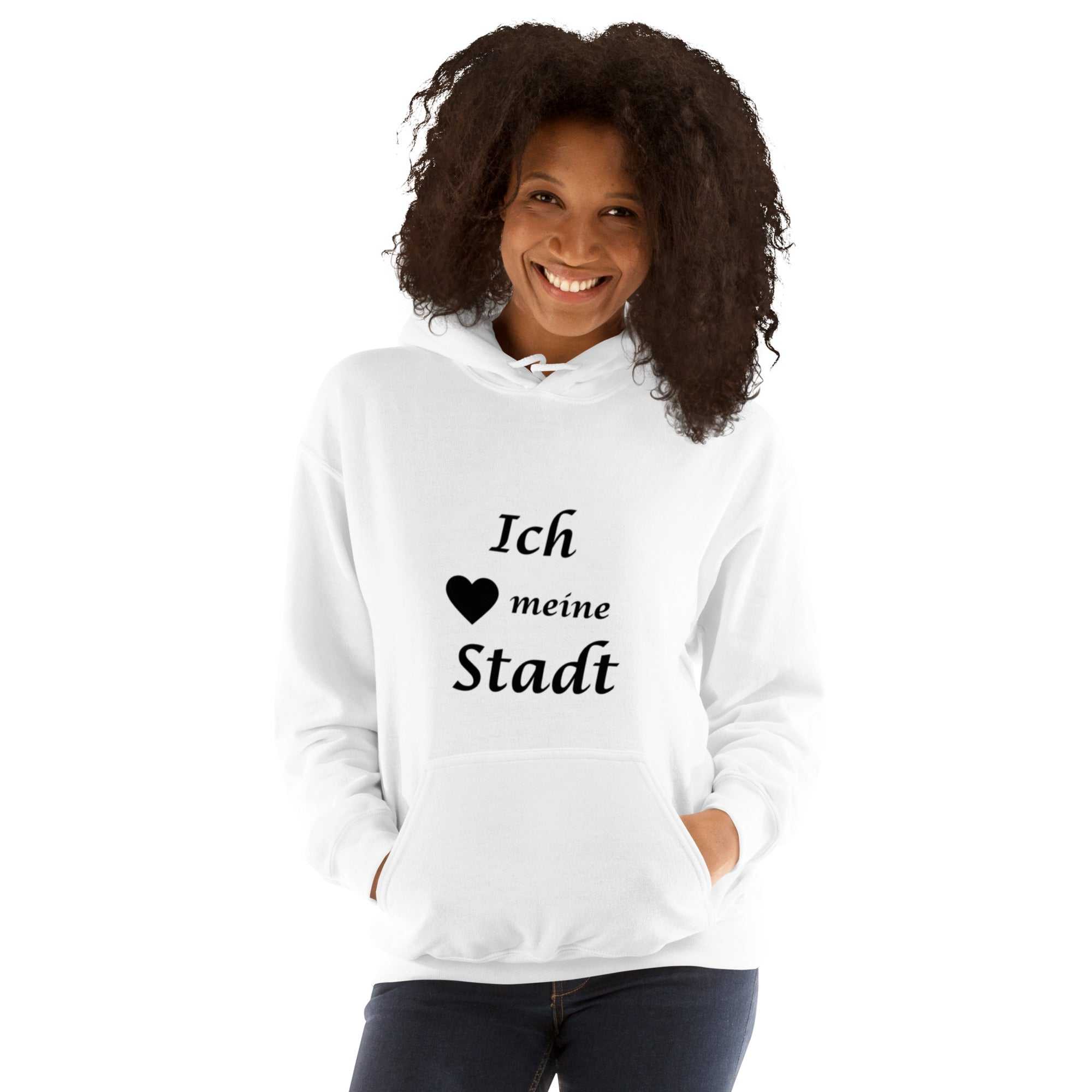 "Ich liebe meine Stadt" kurzes Zitat Unisex KapuzenpulloverJeder braucht einen gemütlichen Hoodie, in den man sich einkuscheln kann, also entscheide dich für einen, der weich, glatt und stylisch ist. Er ist die perfekte Wahl"Ich liebe meine Stadt" kurzes Zitat Unisex Kapuzenpullover