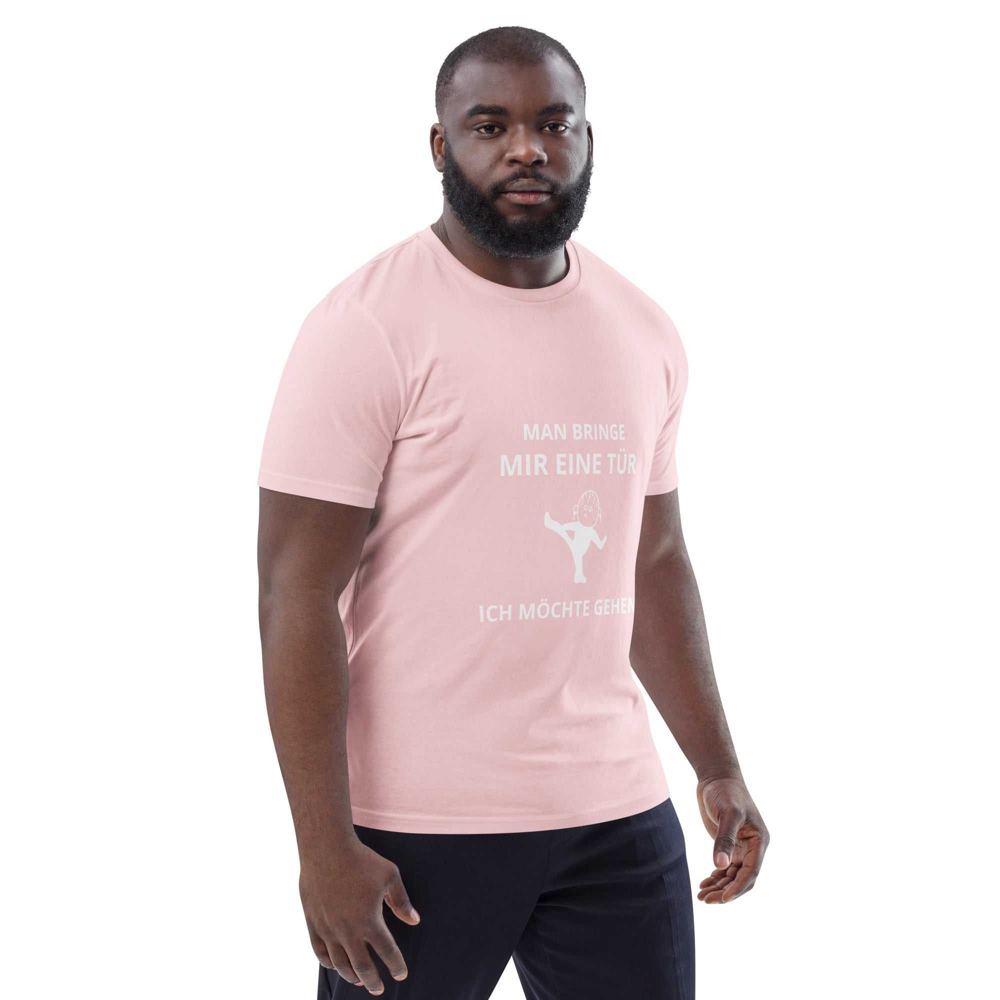 "Man bringe mir eine Tür" Unisex-Bio-Baumwoll-T-Shirt